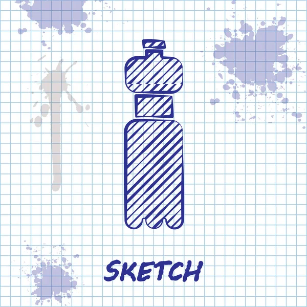 Sketch Line Bottle Water Icon Isolated White Background Soda Aqua — Stock Vector