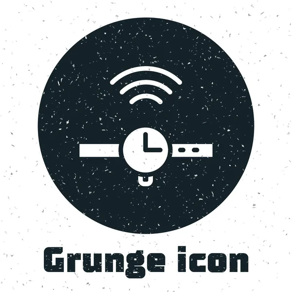 Grunge Smartwatch Icon Isolated White Background Internet Things Concept Wireless — Stock Vector