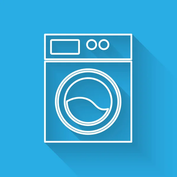 Λευκή Γραμμή Washer Εικόνα Απομονώνονται Μεγάλη Σκιά Εικονίδιο Πλυντηρίου Πλυντήριο — Διανυσματικό Αρχείο