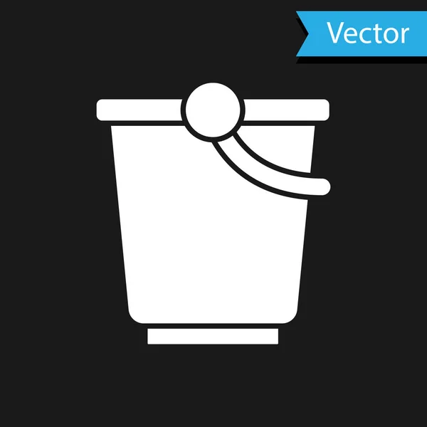 White Bucket Icon Isolated Black Background Vector — Stock Vector