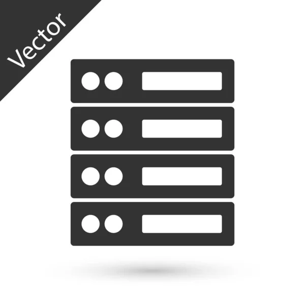 Grey Server Data Web Hosting Ícone Isolado Fundo Branco Vetor — Vetor de Stock