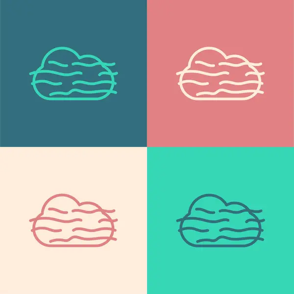 Pop Art Line Mlha Cloud Ikona Izolované Barevném Pozadí Vektorová — Stockový vektor