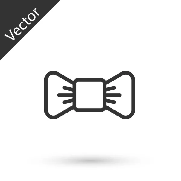 Grey Line Bow Tie Icon Isolated White Background Vector Illustration — Stock Vector