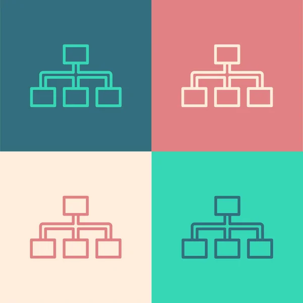 Popart Line Business Hierarkiet Organogram Diagram Infografi Ikon Isolert Farge – stockvektor