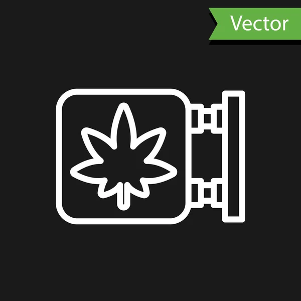 Белая Линия Марихуана Значок Хранилища Конопли Изолированы Черном Фоне Оборудование — стоковый вектор