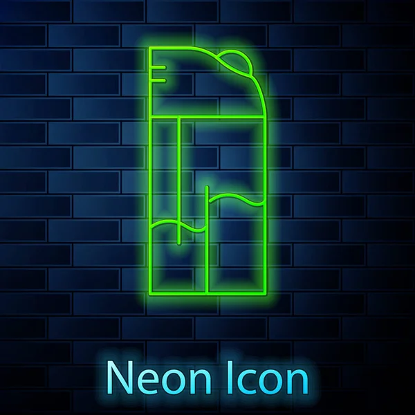 Zářící Neonová Čára Ikona Zapalovače Izolovaná Pozadí Cihlové Stěny Vektor — Stockový vektor