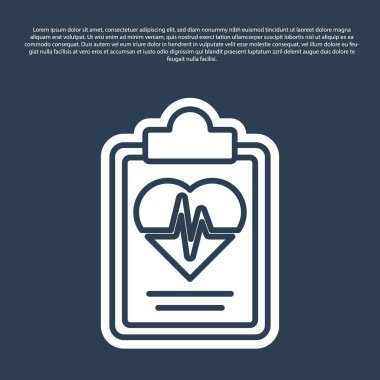 Mavi çizgi sağlık sigortası ikonu mavi arka planda izole edildi. Hasta koruması. Güvenlik, güvenlik, koruma, konsept koruma. Vektör..