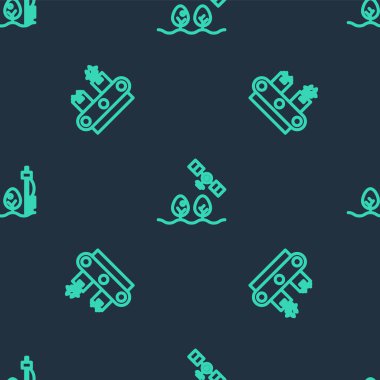 Akıllı çiftliği insansız hava aracı, konveyör bant kutusu ve Standalone sensörü ile ayarlayın. Vektör.