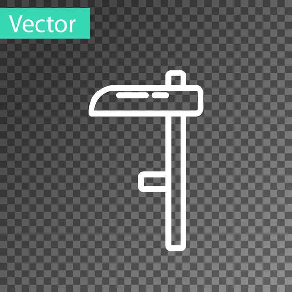 Línea Blanca Icono Guadaña Aislado Sobre Fondo Transparente Vector — Vector de stock