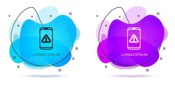 Línea Teléfono Móvil Con Icono Signo Exclamación Aislado Sobre Fondo — Archivo Imágenes Vectoriales