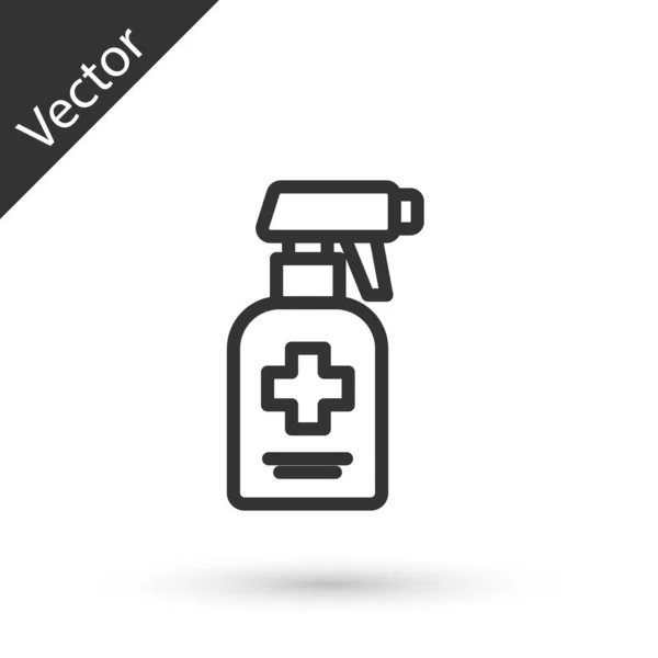 Línea Gris Botella Jabón Líquido Antibacteriano Con Icono Del Dispensador — Vector de stock