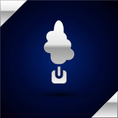 Gümüş Ağaç simgesi koyu mavi arkaplanda izole edilmiş. Orman sembolü. Vektör.