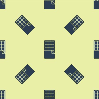 Mavi Çikolata Çubuğu ikonu sarı arka planda izole edilmiş kusursuz desen. Vektör.