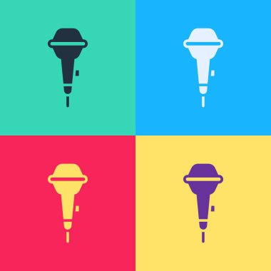 Pop Art Mikrofon simgesi renk arkaplanında izole edildi. Radyodaki mikrofondan. Sözcü işareti. Vektör.