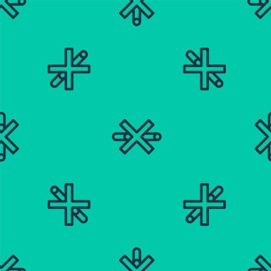 Mavi hat. Sigara içme simgesi yok. Yeşil arka planda kusursuz desen izole edildi. Sigara sembolü. Vektör.