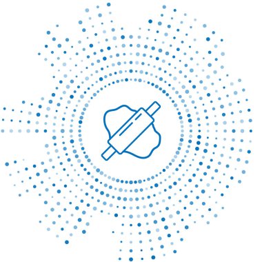 Beyaz arka planda izole edilmiş hamur simgesi üzerindeki mavi çizgi. Soyut çember rastgele noktalar. Vektör.