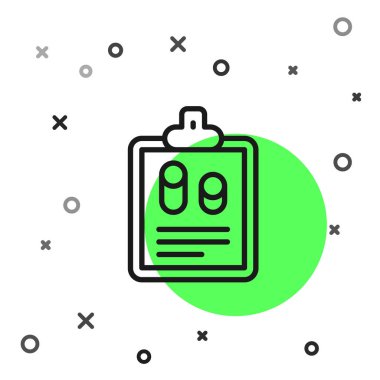 Siyah çizgi işletme finans raporu beyaz arka planda izole edilmiş bir simge. Denetim ve analiz, belge, plan sembolü. Vektör.