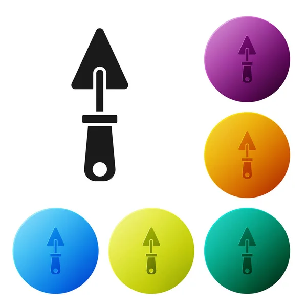 Black Trowel Icon Isolated White Background Set Icons Color Circle — Stock Vector