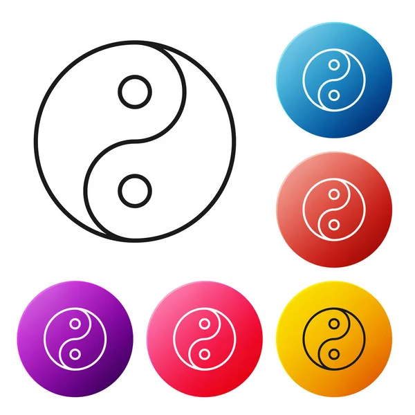 Ligne Noire Yin Yang Symbole Harmonie Icône Équilibre Isolé Sur — Image vectorielle