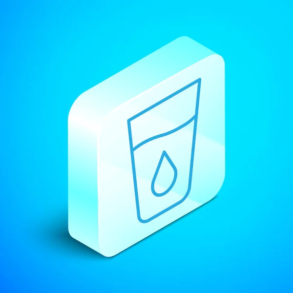 Isometric Line Glass Water Icon Isolated Blue Background Soda Glass — Stock Vector