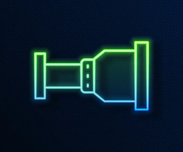 Zářící Neonová Čára Ikona Potrubního Adaptéru Izolovaná Modrém Pozadí Instalatérské — Stockový vektor