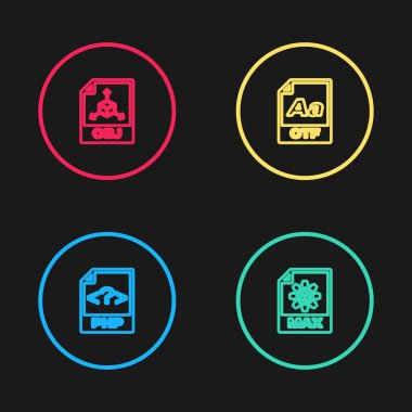 PHP dosya belgesi, MAX, OTF ve OBJ simgesini ayarla. Vektör.