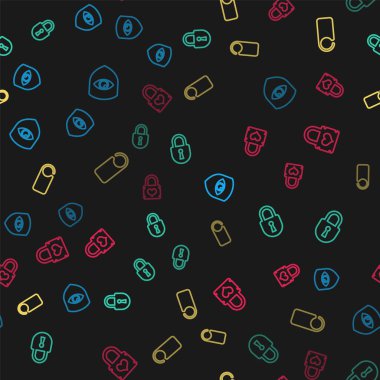 Kalkanları ve gözleri ayarlayın, Lock, lütfen rahatsız etmeyin ve asma kilidi de sorunsuz bir şekilde açın. Vektör.