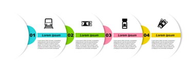 Tren, müze bileti ve havayolu. Ticari bilgi şablonu. Vektör.