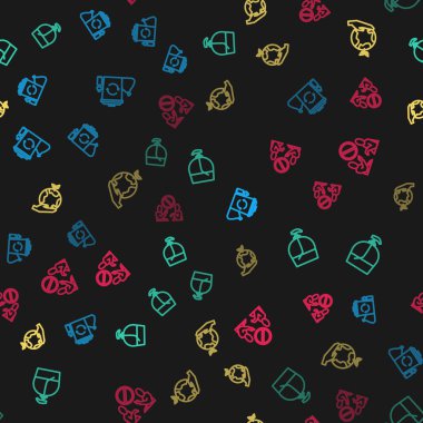 Geri dönüşüm kutusunu geri dönüşümle, bir şişe sıvı sabunla, Dünya 'yı elle tutarak ve plastik kirliliğini sorunsuz bir şablonla durdurarak ayarla. Vektör.