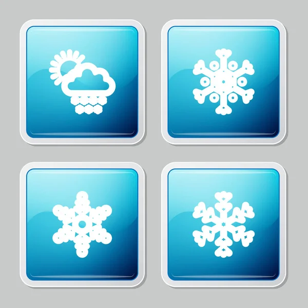 Set Line Cloud Snow Sun Snowflake Icon Vector — Stock Vector