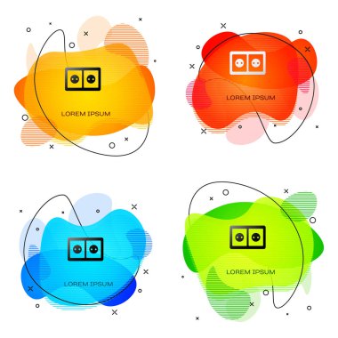 Beyaz arkaplanda siyah elektrik çıkış simgesi izole edildi. Elektrik prizi. Rosette sembolü. Sıvı şekilli soyut pankart. Vektör.