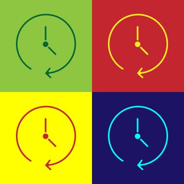 Pop Art Clock simgesi renk arkaplanında izole edildi. Zaman sembolü. Vektör.