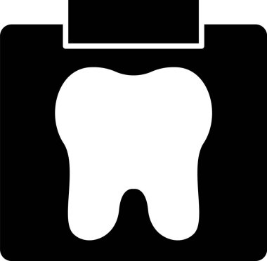 Beyaz arka planda siyah diş ikonu var. Diş röntgeni. Radyoloji görüntüsü. Vektör.