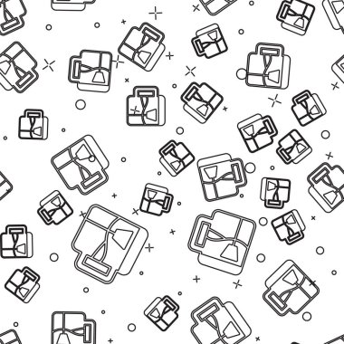 Çay poşeti ikonlu siyah çay fincanı beyaz arka planda izole edilmiş pürüzsüz desen. Vektör.