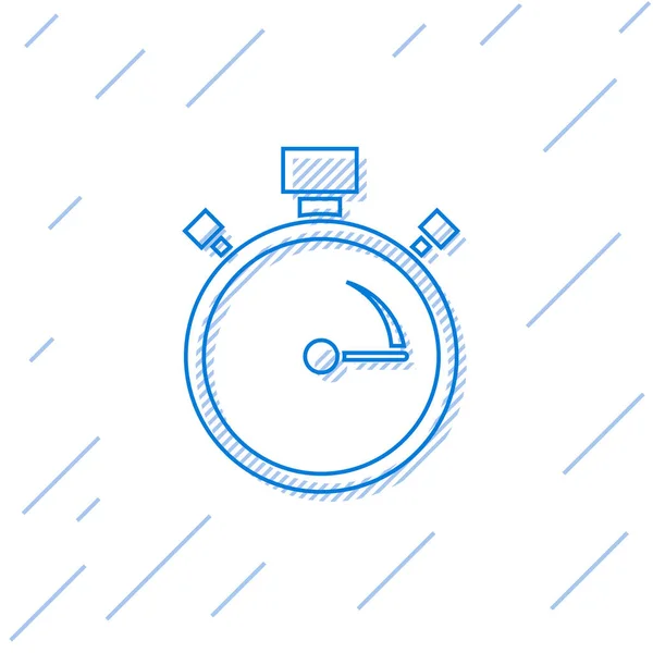 Синя Лінія Піктограма Секундоміра Ізольована Білому Тлі Часовий Знак Таймера — стоковий вектор