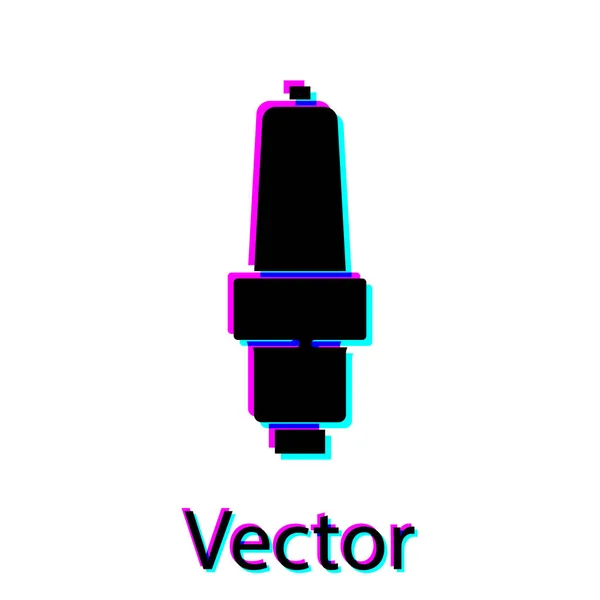 Icono Bujía Coche Negro Aislado Sobre Fondo Blanco Vela Eléctrica — Vector de stock