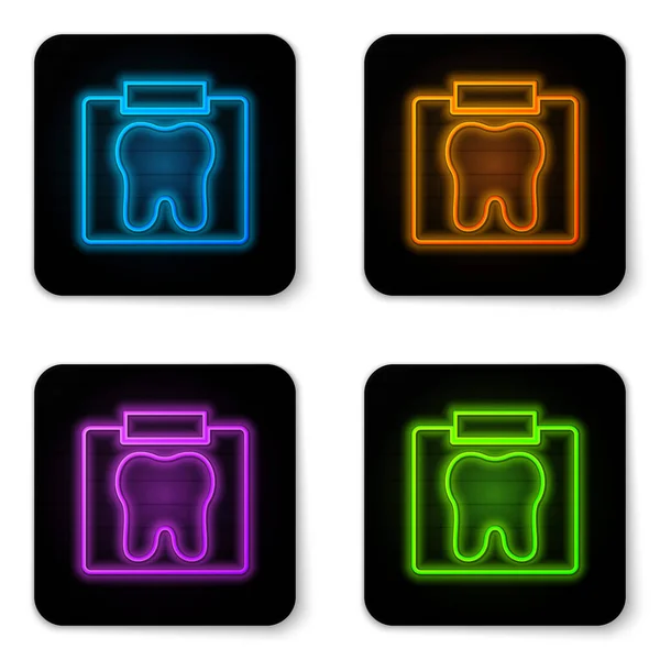 Świecący Neon Rentgen Ikony Zęba Izolowane Białym Tle Prześwietlenie Dentystyczne — Wektor stockowy