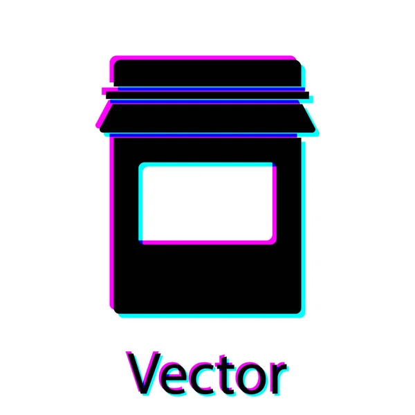 Icono Tarro Mermelada Negra Aislado Sobre Fondo Blanco Vector — Vector de stock