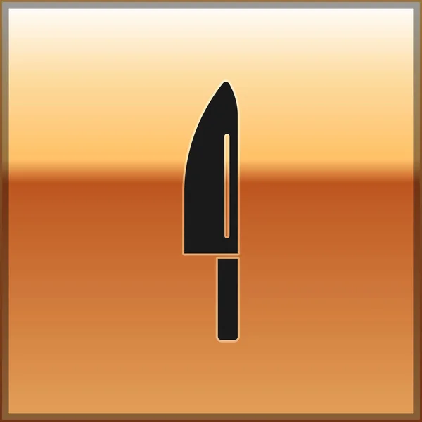 ブラックナイフのアイコンは 金の背景に隔離された かわいいシンボル ベクトル — ストックベクタ