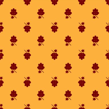 Kırmızı Üzüm meyve ikonu kahverengi arka planda izole edilmiş kusursuz desen. Vektör.