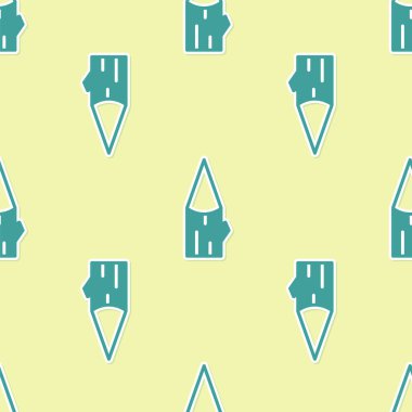 Yeşil tahta kütük simgesi sarı arkaplanda izole edilmiş pürüzsüz desen. Vektör.