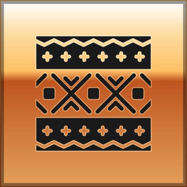 Altın arka planda izole edilmiş nakış simgesi için siyah Ukrayna etnik modeli. Geleneksel halk sanatı nakış deseni örüyor. Vektör.