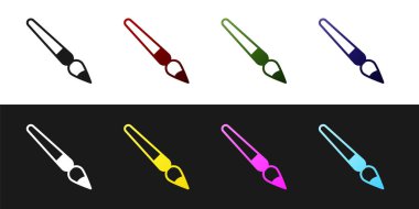 Boya fırçası simgesini siyah ve beyaz arkaplanda izole et. Vektör.