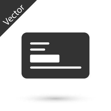 Gri ziyaret kartı, beyaz arka planda izole edilmiş bir kartvizit simgesi. Şirket kimlik şablonu. Vektör.