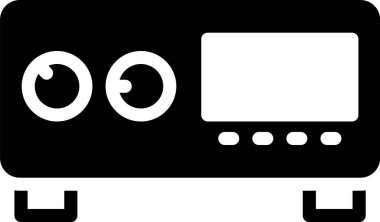 Siyah Gitar yükseltici simgesi beyaz arkaplanda izole edildi. Müzik aleti. Vektör.