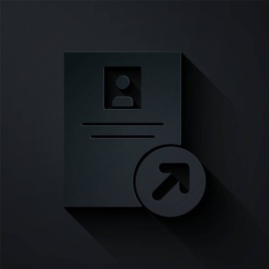 Kağıt kesiği Görev tanıtım simgesi siyah arkaplanda izole edildi. Başarı, başarı, motivasyon iş sembolü, büyüme. Kağıt sanatı tarzı. Vektör.