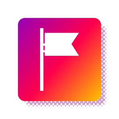 Beyaz Bayrak simgesi beyaz arkaplanda izole edildi. Yer belirleyici sembol. Kare renk düğmesi. Vektör.