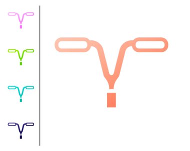 Mercan bisiklet gidon simgesi beyaz arkaplanda izole edildi. Renk simgelerini ayarla. Vektör.