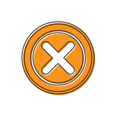 Turuncu X Mark, beyaz arkaplanda izole edilmiş daire simgesinde çapraz. Çapraz işaret simgesini kontrol et. Vektör.