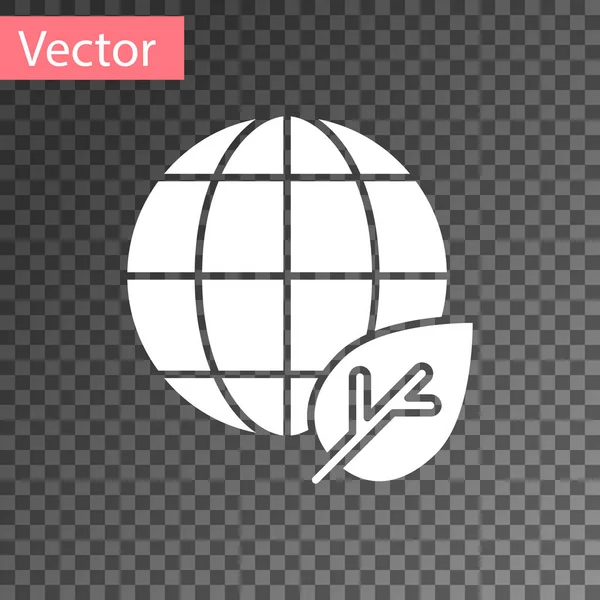 Белый Земной Шар Иконка Листа Изолированы Прозрачном Фоне Знак Мира — стоковый вектор